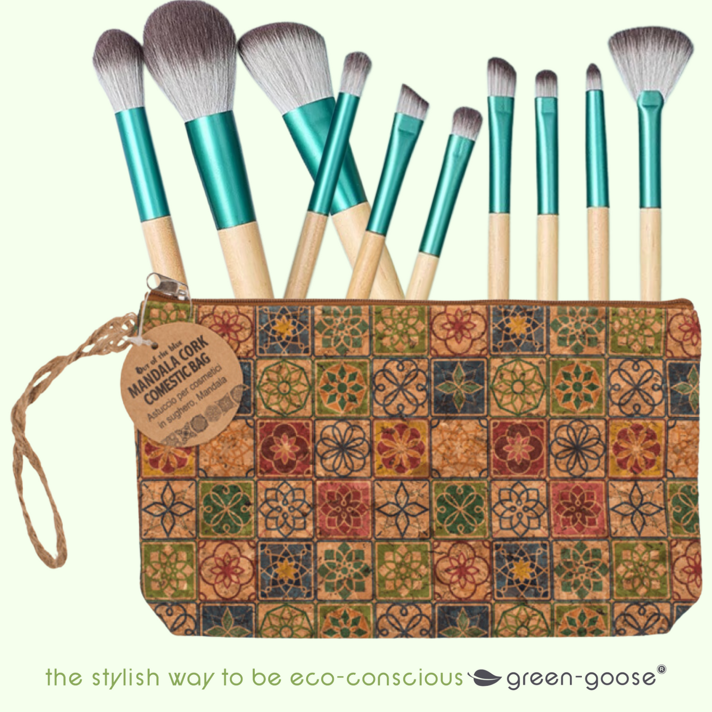 green-goose Kurk Make-up Tasje - Bruine Tegel