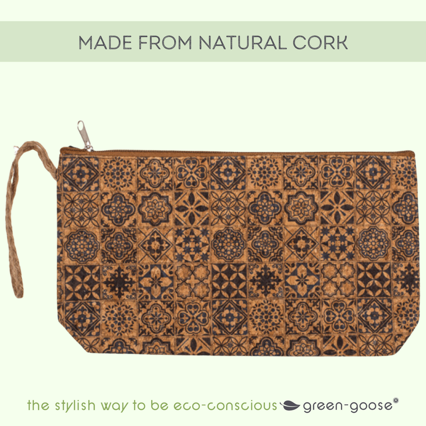 green-goose Kurk Make-up Tasje - Zwarte Tegel