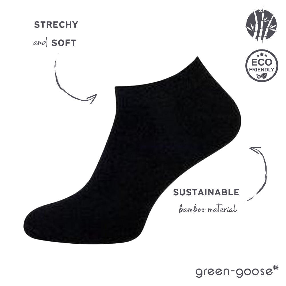 green-goose Bamboe Enkelsokken Heren - 5 Paar - Zwart - 95% Bamboe