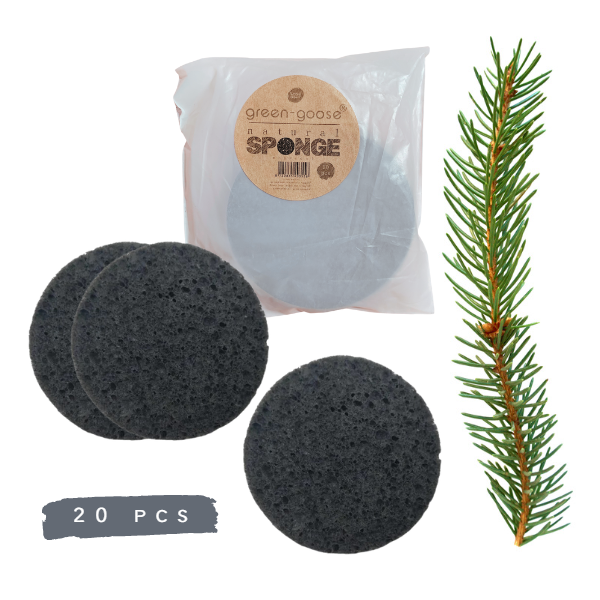 Bamboe Houtskool Cellulose Sponsjes | 20 Stuks green-goose