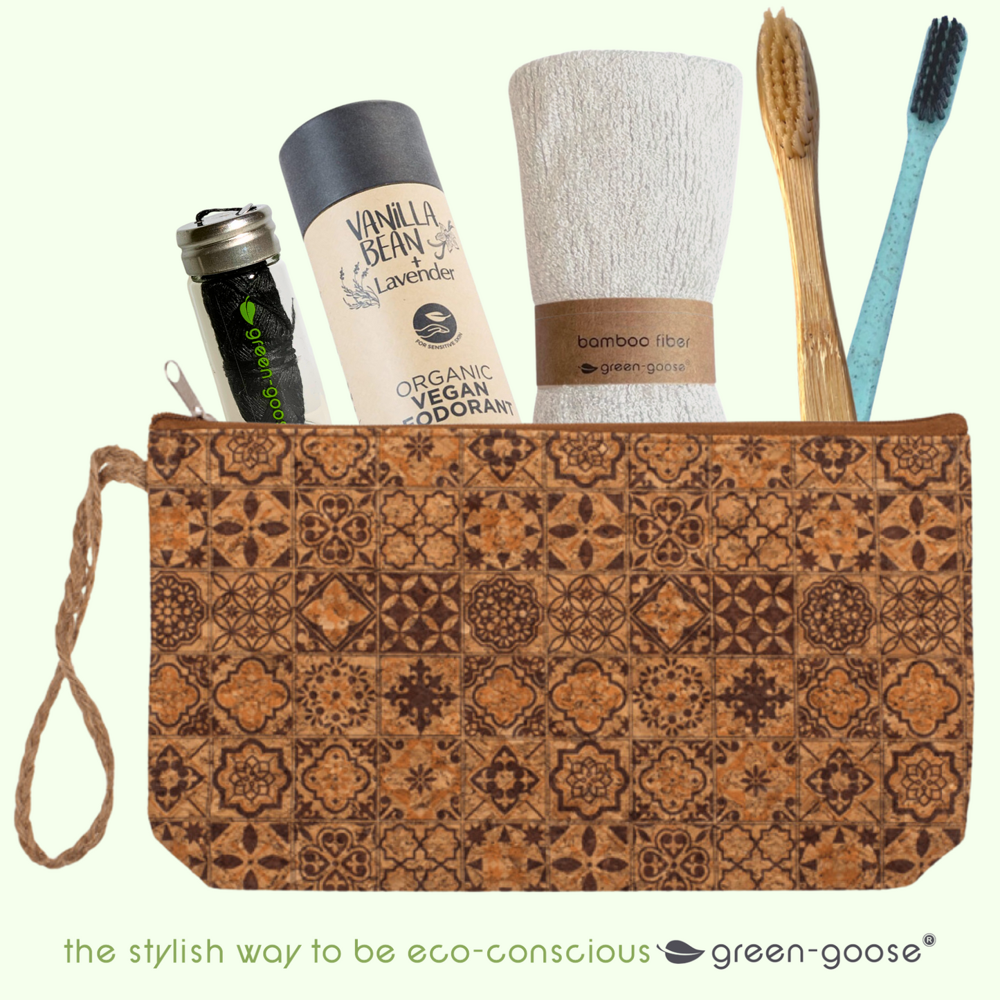 green-goose Kurk Make-up Tasje - Franse Tegel