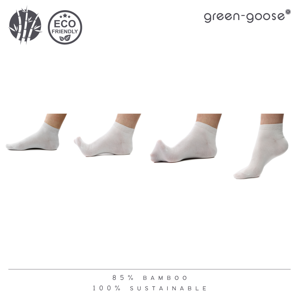 green-goose Bamboe Enkelsokken Heren - 5 Paar - Wit - 95% Bamboe