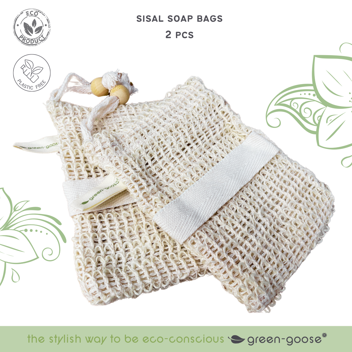 green-goose Sisal Zeepzakjes met Band - 2 Stuks