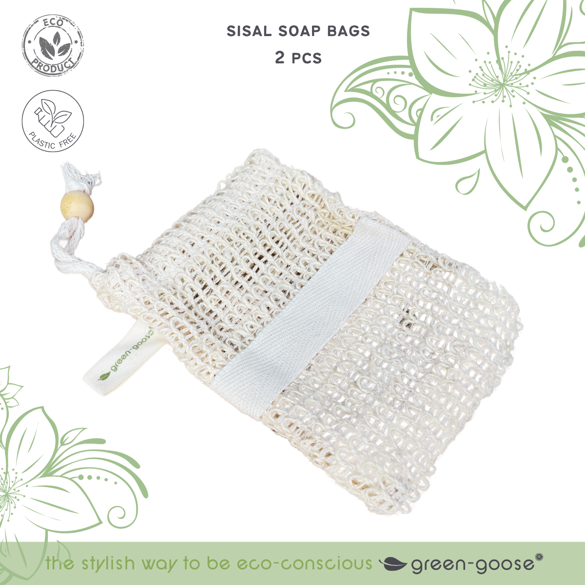 green-goose Sisal Zeepzakjes met Band - 2 Stuks