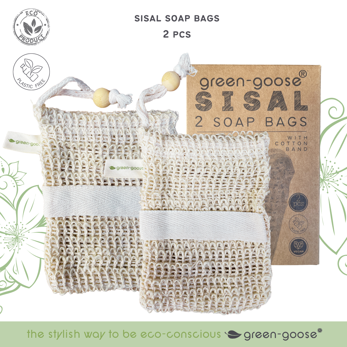 green-goose Sisal Zeepzakjes met Band - 2 Stuks