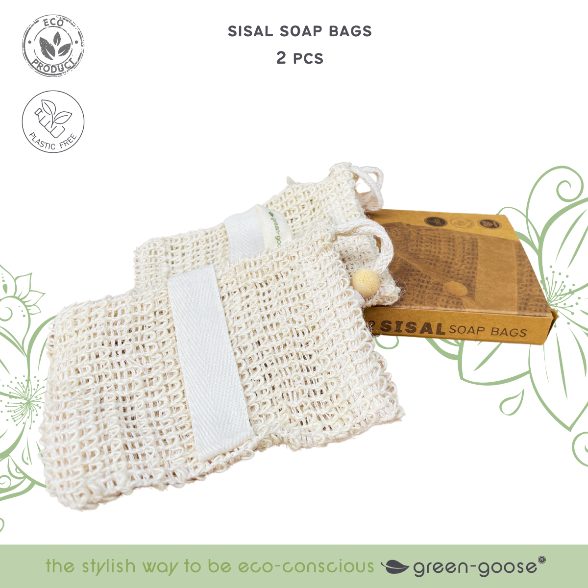 green-goose Sisal Zeepzakjes met Band - 2 Stuks
