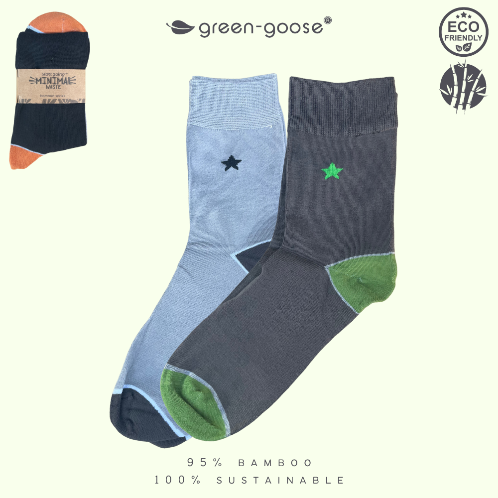 green-goose Bamboe Herensokken - 2 Paar - Ster - Maat 39-44 - 85% Bamboe