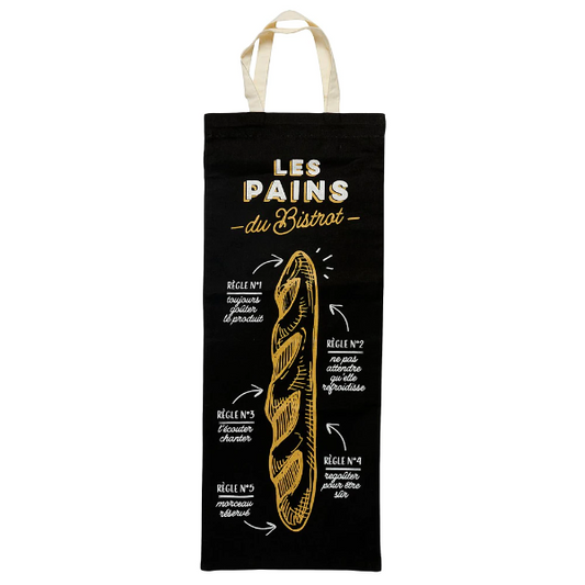 green-goose Katoenen Broodzak XXL - 27x82 cm - Zwart/Geel