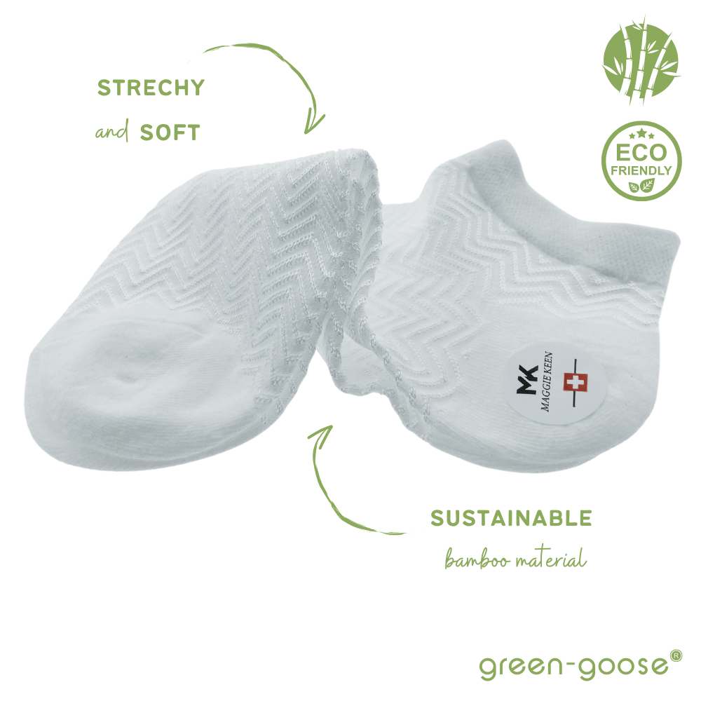 green-goose Bamboe Enkelsokken Heren - Wit en Zilver - 4 Paar - 95%