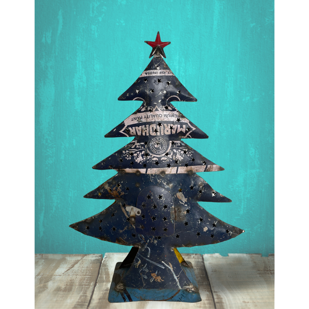Upcycled Metalen Kerstboom | Blauw green_goose_projects