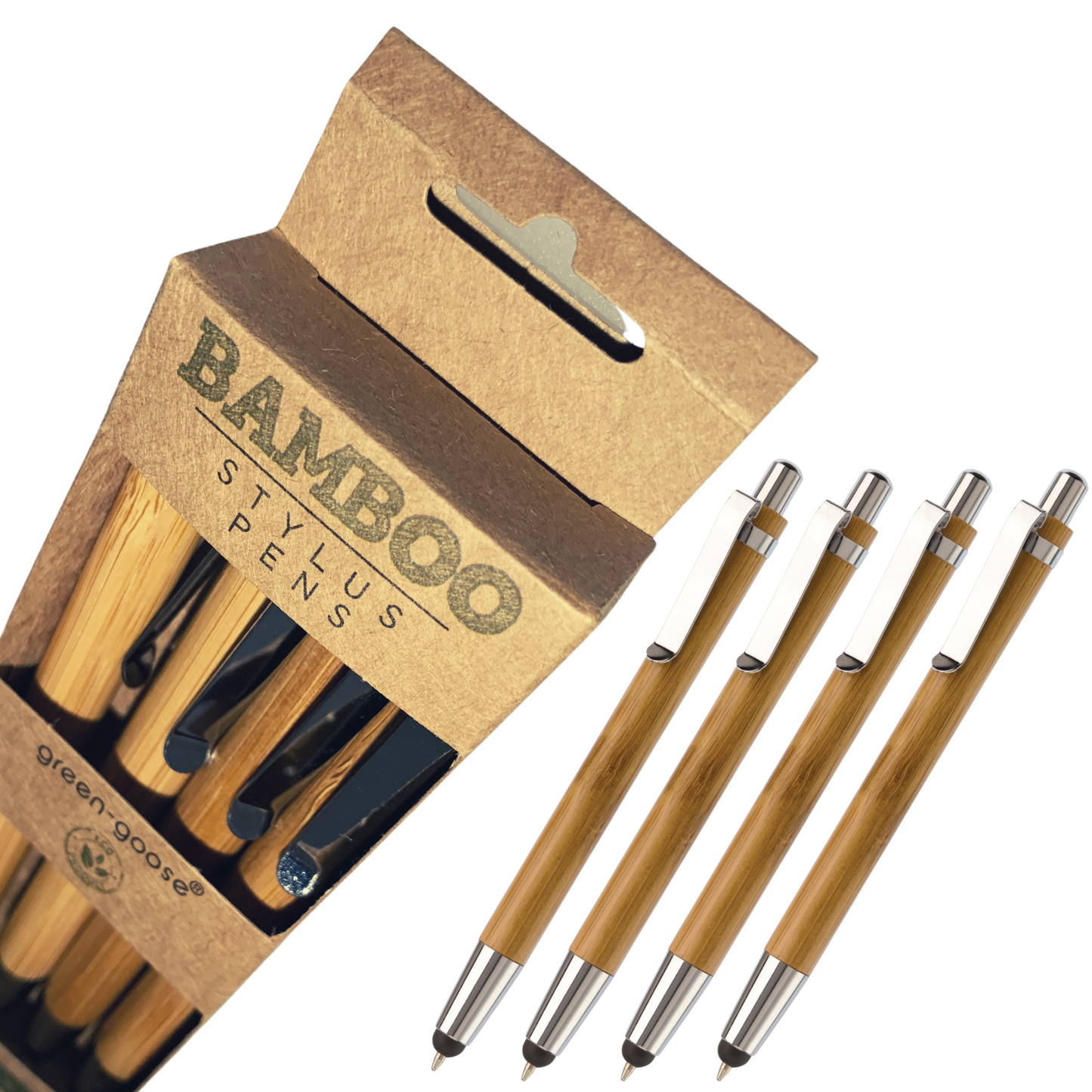 green-goose Bamboe Stylus Pennen - 4 Stuks