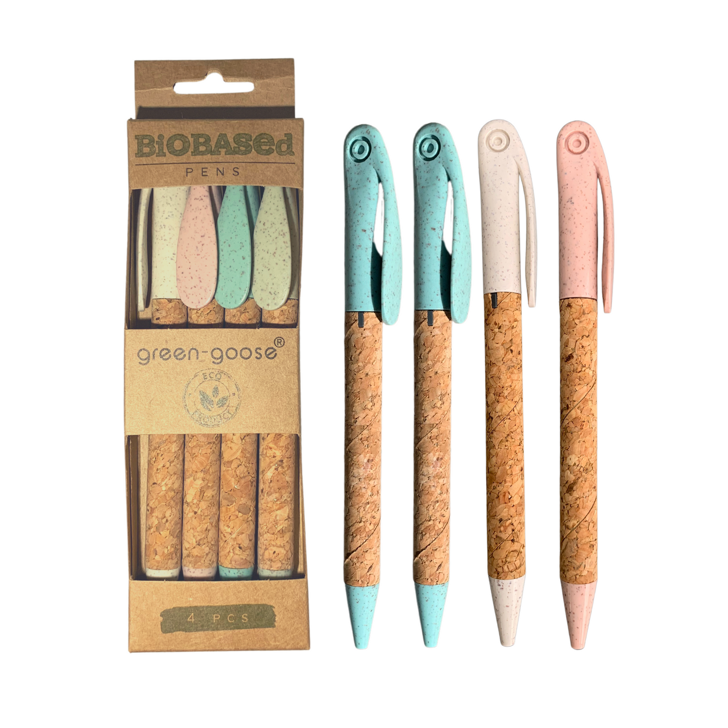 green-goose Bio-Based Kurk Pennen - 4 Stuks