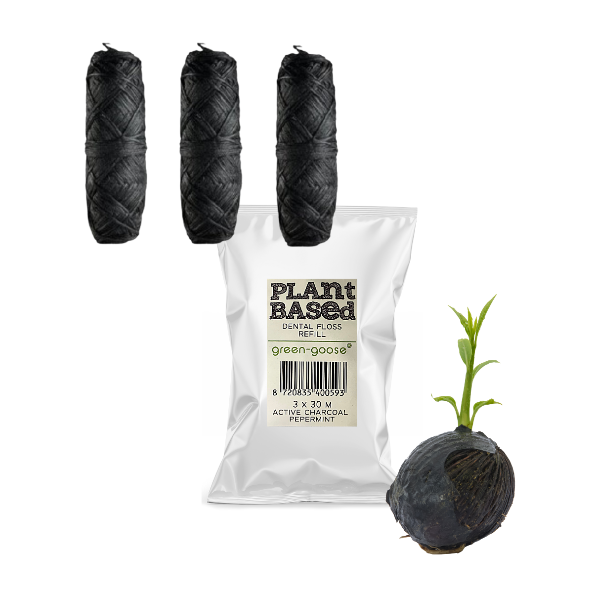 Bio-based Flosdraad Navulling | 3 Stuks | Charcoal Mint green_goose_projects