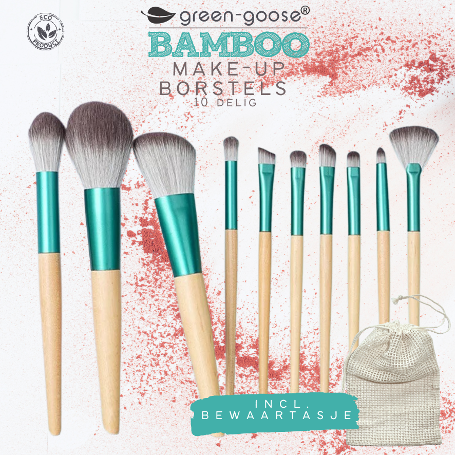 green-goose Make Up Borstel Set met Zak - 10 Stuks