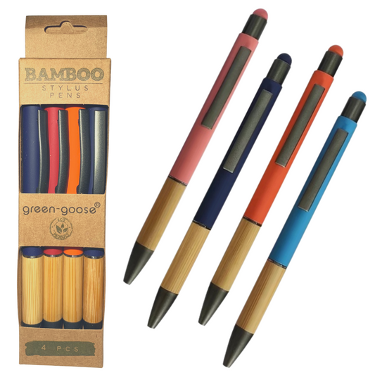 green-goose Bamboe Stylus Pennen - 4 Stuks - Random Kleuren