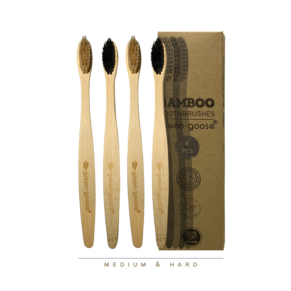 green-goose Bamboe Tandenborstels - 4 Stuks - Hard & Medium