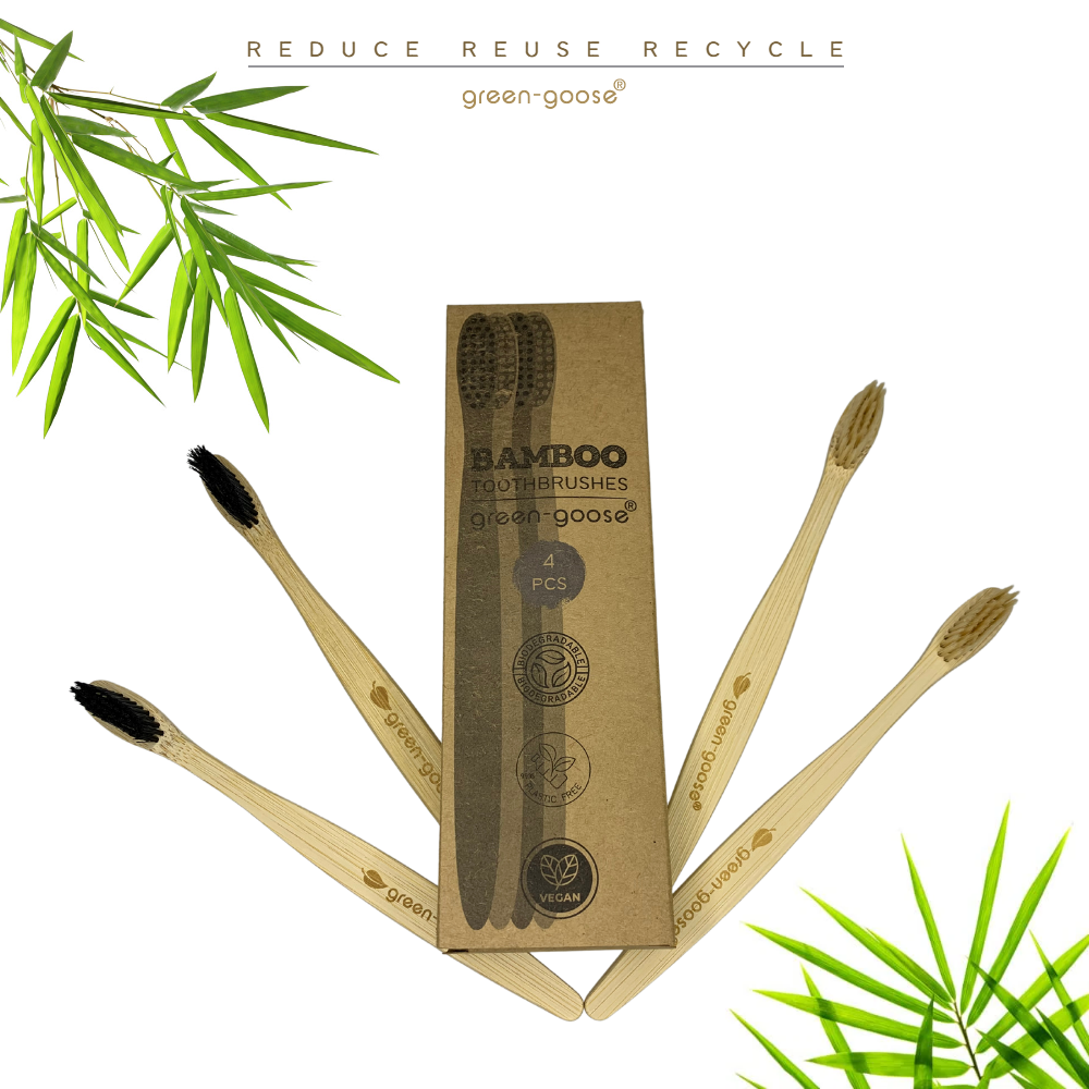 green-goose Bamboe Tandenborstels - 4 Stuks - Hard & Medium