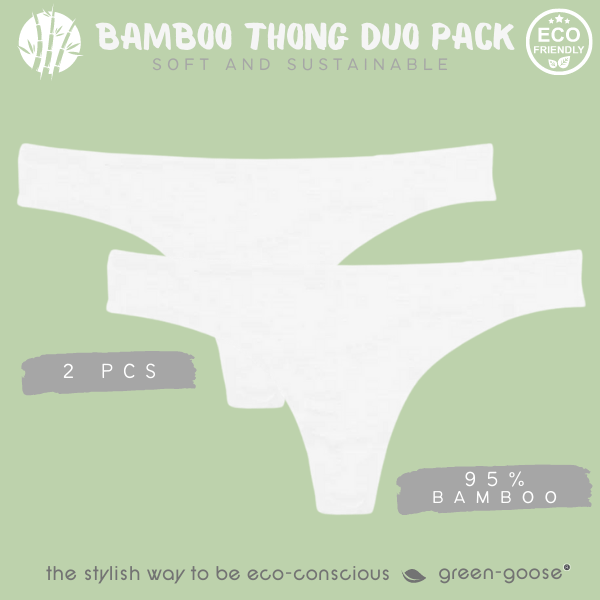 green-goose Bamboe Dames Strings - 2 Stuks - Wit - 95% Bamboe