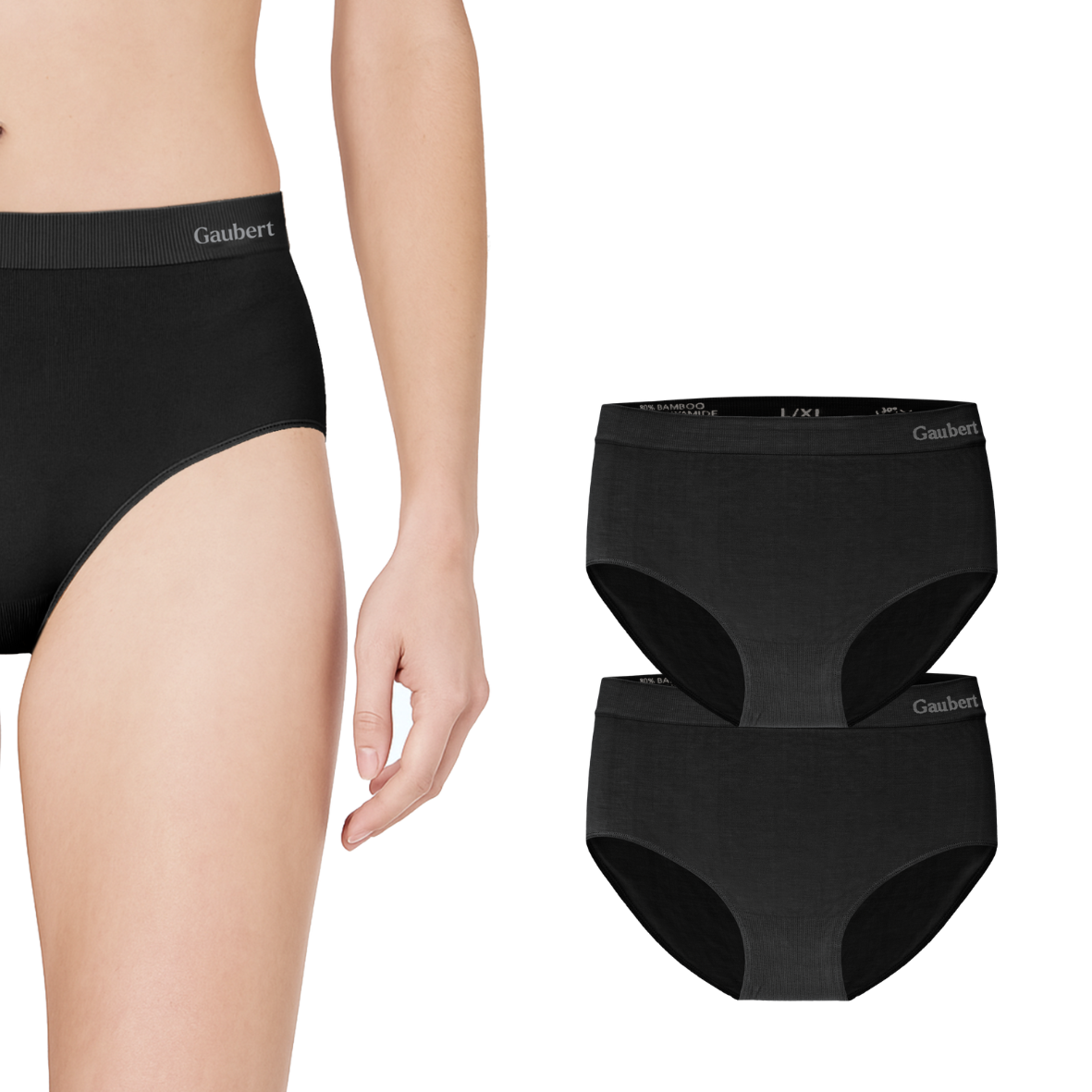 Gaubert Naadloze Bamboe Slips - Zwart - 2 Stuks