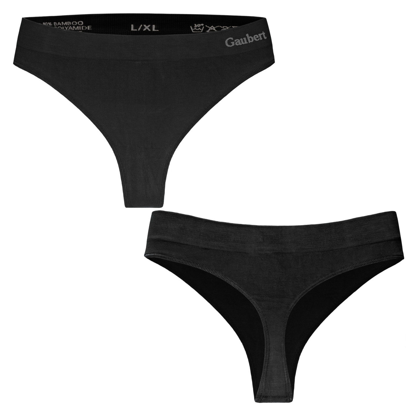 Gaubert Naadloze Bamboe String Slips - Zwart - 2 Stuks