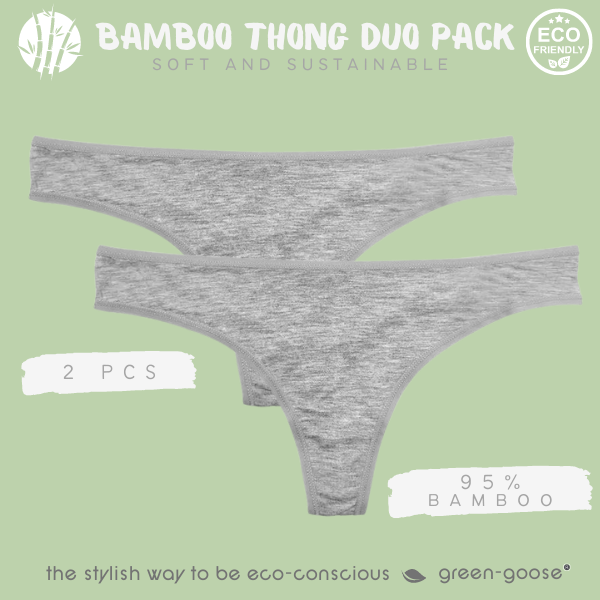 green-goose Bamboe Dames String | 2 Stuks | Grijs