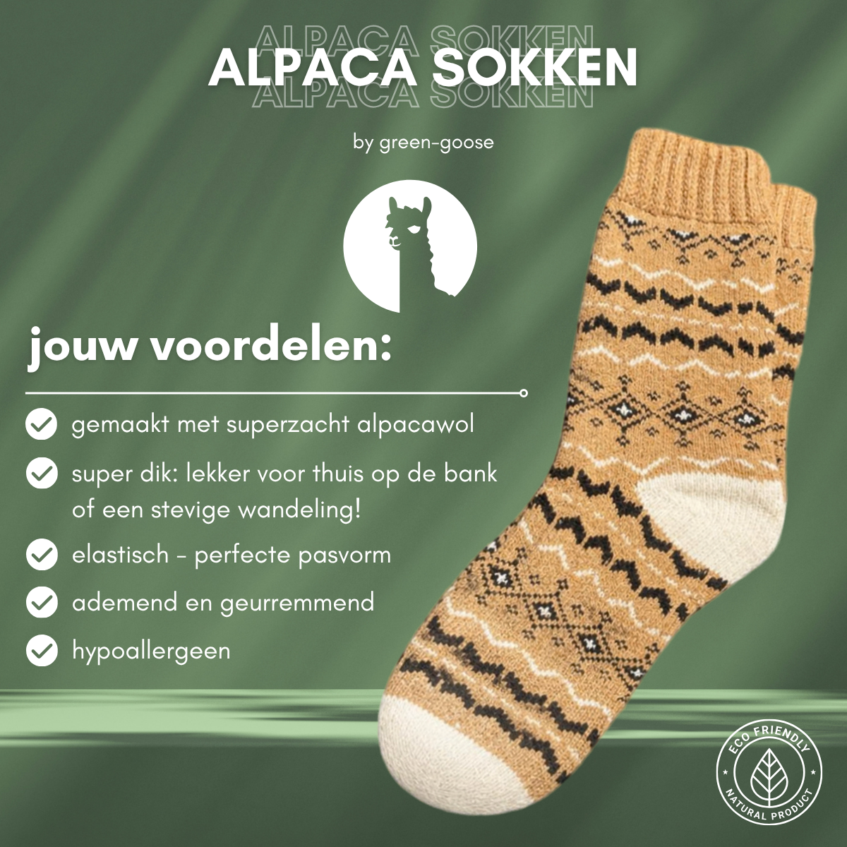 green-goose Alpaca Damessokken - Diagonaal - 2 Paar