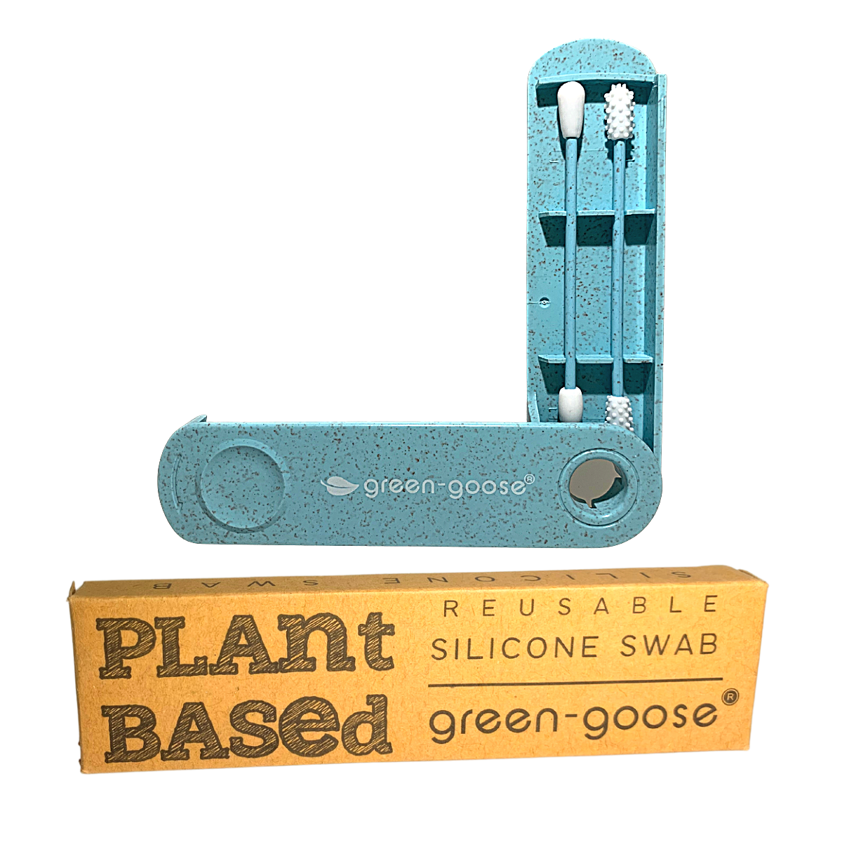 green-goose Herbuikbaar Bio-based Wattenstaafje en Make-up Applicator - Blauw