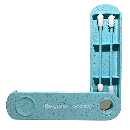green-goose Herbuikbaar Bio-based Wattenstaafje en Make-up Applicator - Blauw