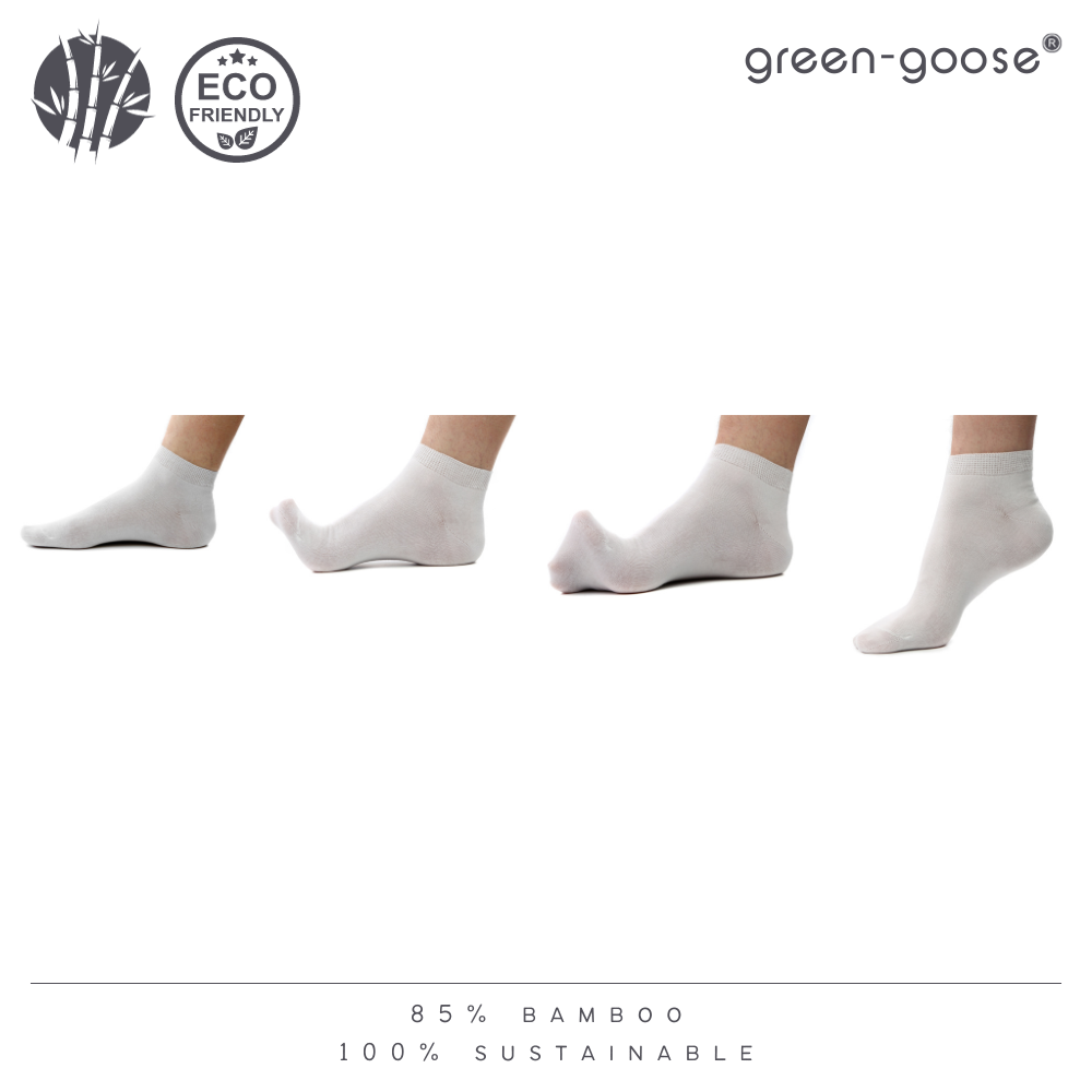 green-goose Bamboe Enkelsokken Dames - 5 Paar - Wit - Maat 35-39 - 85% Bamboe