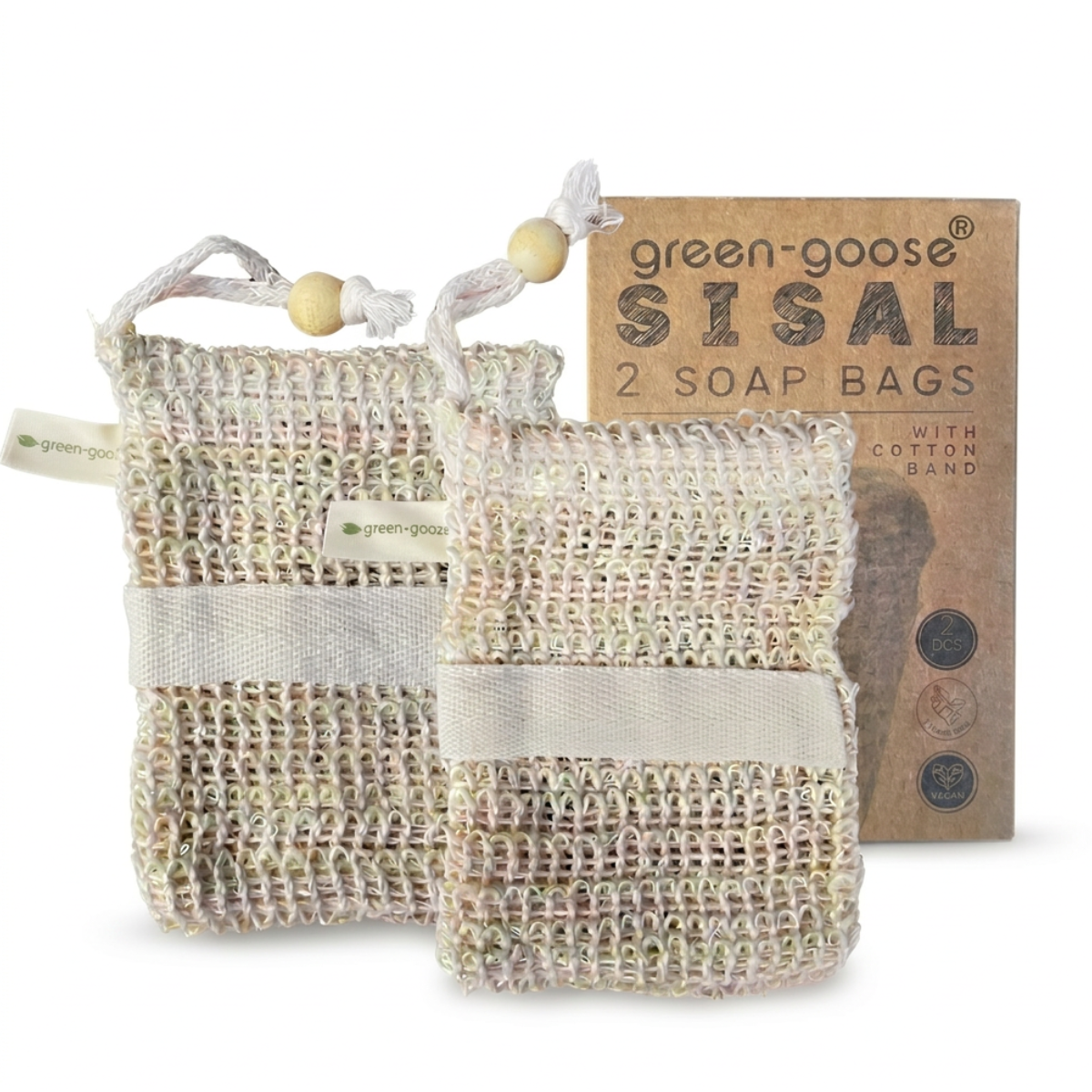 green-goose Sisal Zeepzakjes met Band - 2 Stuks