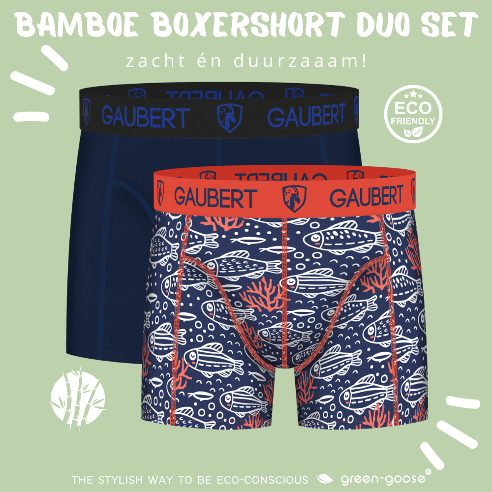 Gaubert Bamboe Boxershorts - Duo Set S - Vissen