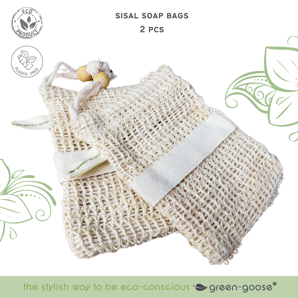 green-goose Sisal Zeepzakjes met Band | 2 Stuks