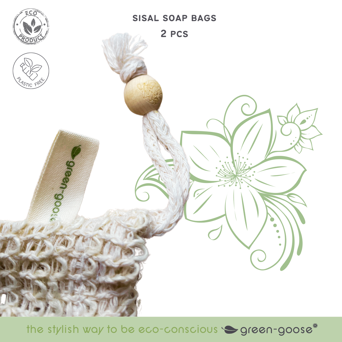 green-goose Sisal Zeepzakjes met Band | 2 Stuks