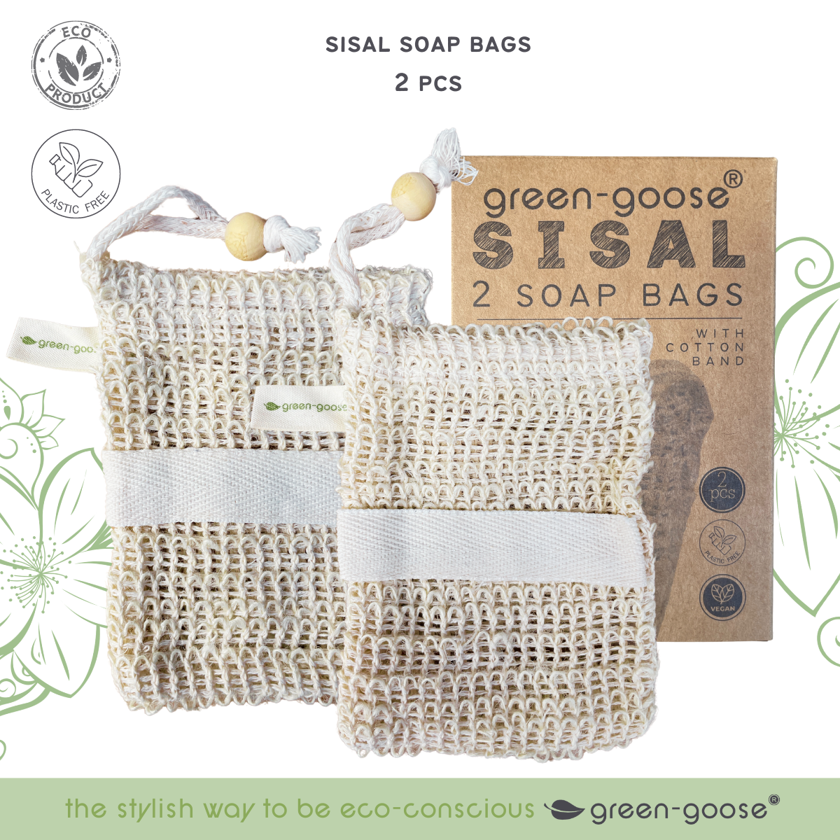 green-goose Sisal Zeepzakjes met Band | 2 Stuks