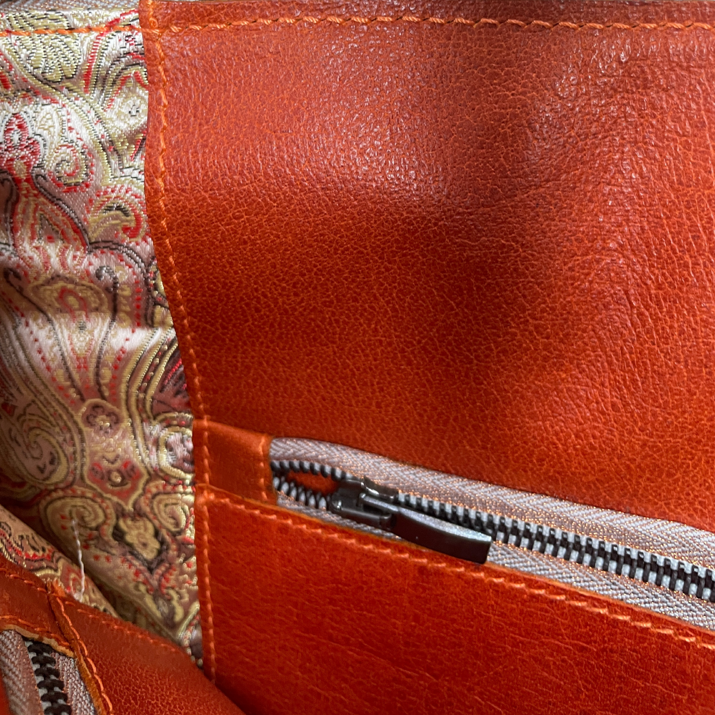 Gissy Kurk en Leer Handtas XL - Oranje