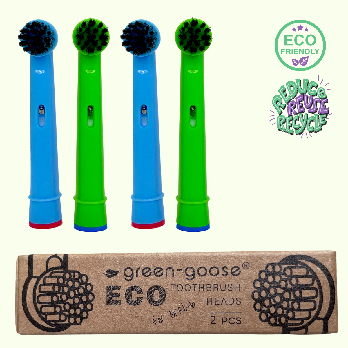 green-goose Oral B Houtskool Opzetborstels - 4 Stuks - Kinderen