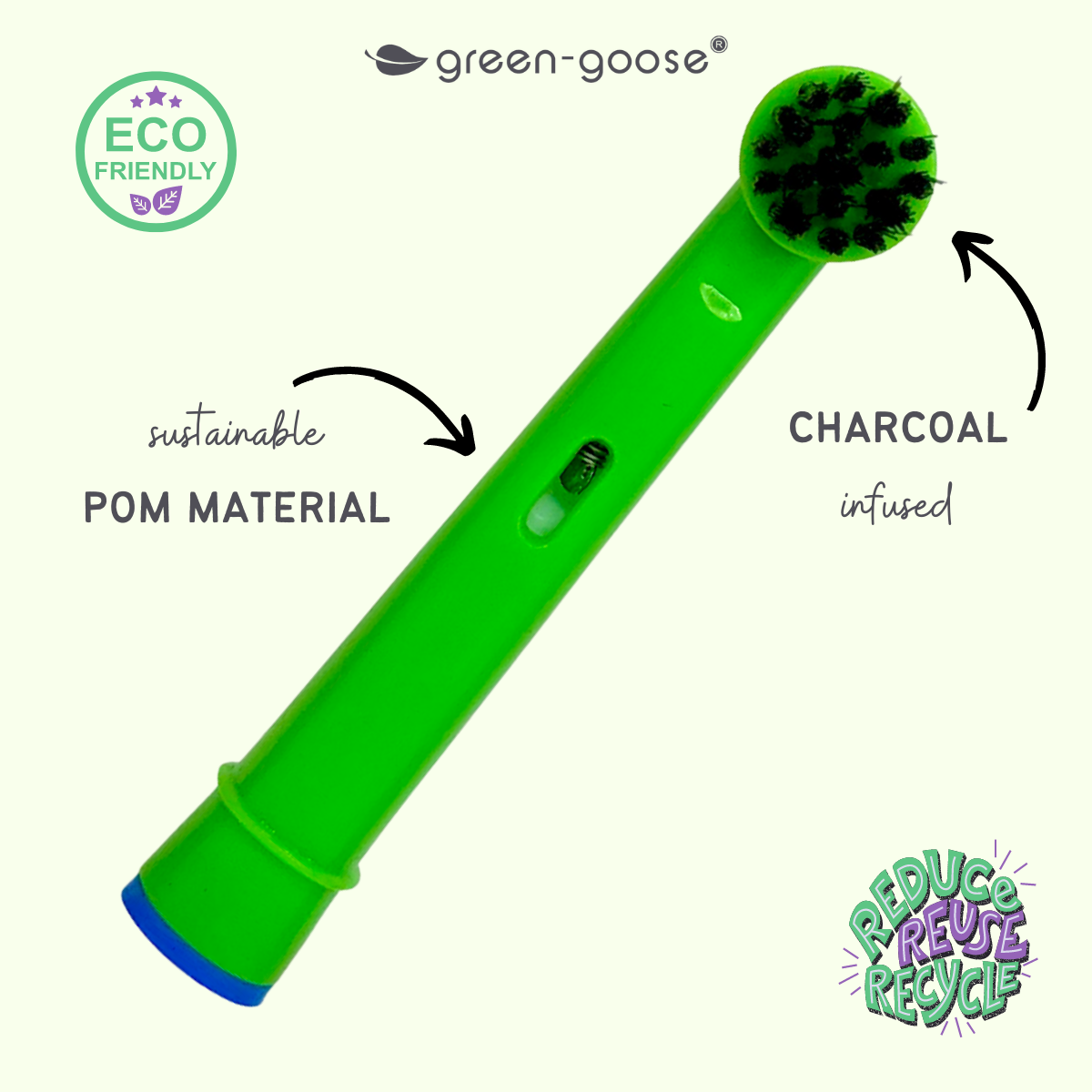 green-goose Oral B Houtskool Opzetborstels - 4 Stuks - Kinderen