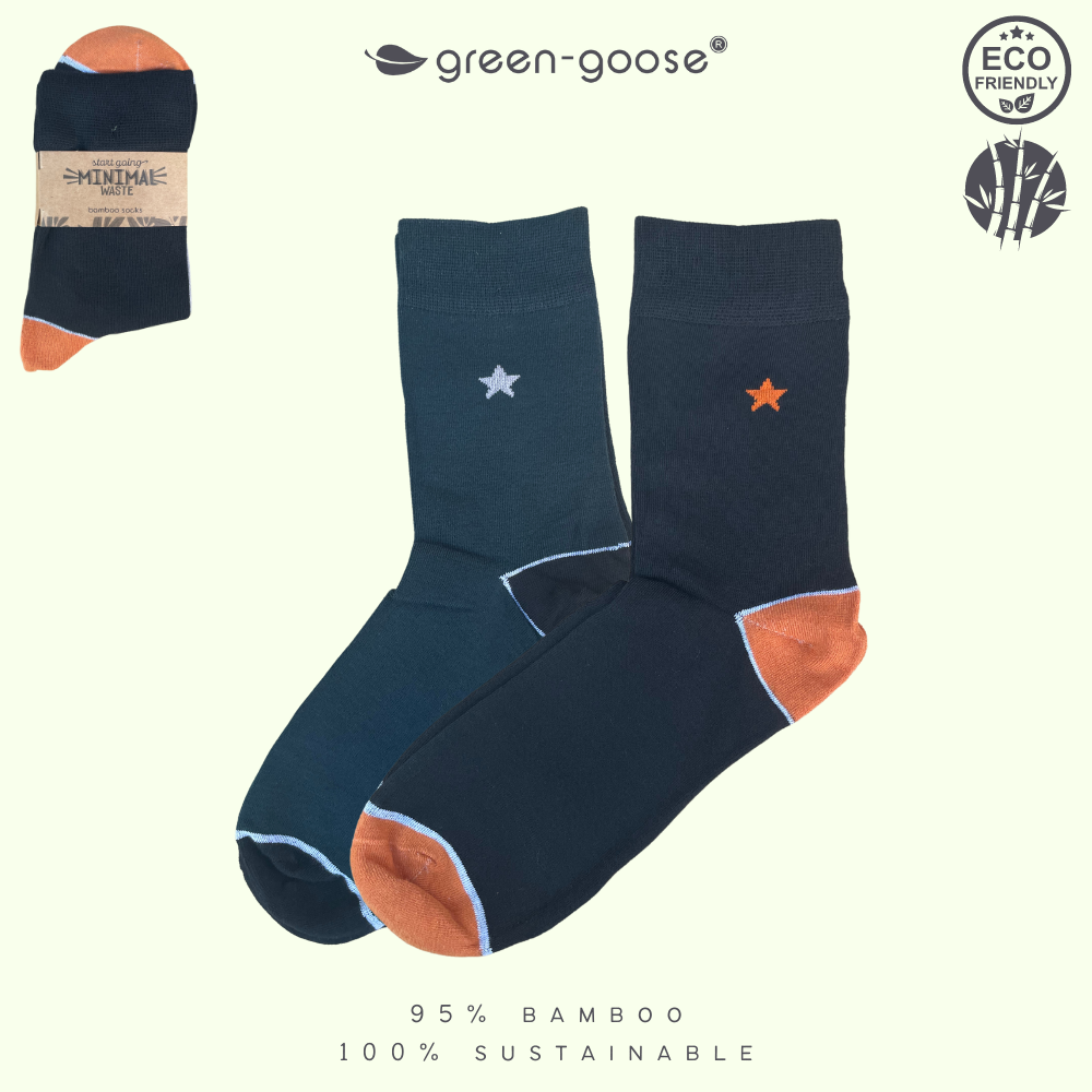 green-goose Bamboe Herensokken - 2 Paar - Ster - Maat 39-44 - 85% Bamboe