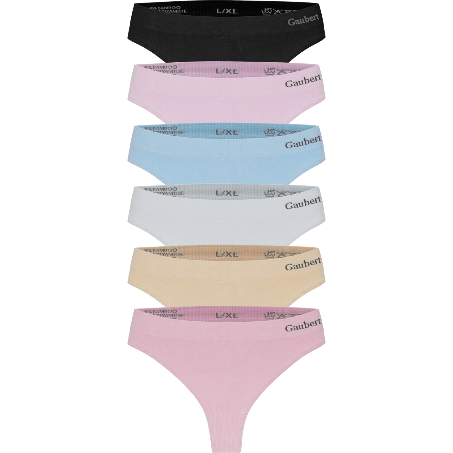 Gaubert Dames Bamboe Naadloos String Slips - 6-pack
